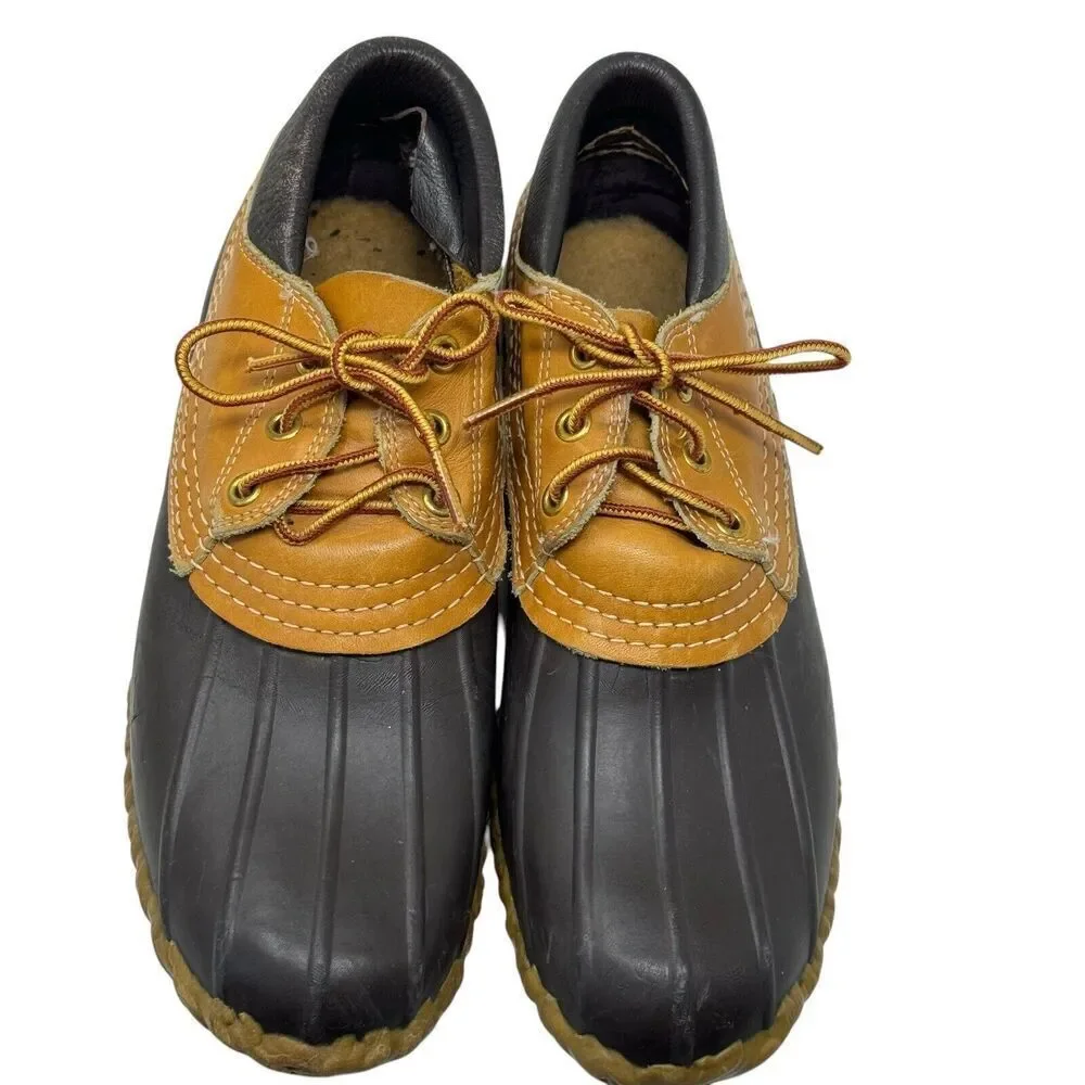 VINTAGE L.L. Bean Boots Rubber Moc Duck Shoes Brown Slip On size 7